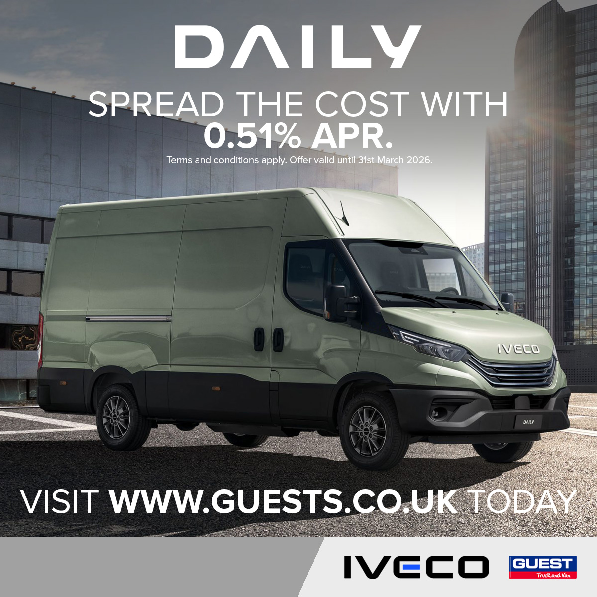 0.51% APR finance available on the Iveco Daily.
Boost your business with low monthly payments and dependable performance. 

Talk to our team today on 0121 553 2737 to find out more.

#IVECO #LowRateFinance #Daily #GuestMotorGroup #CommercialVehicle