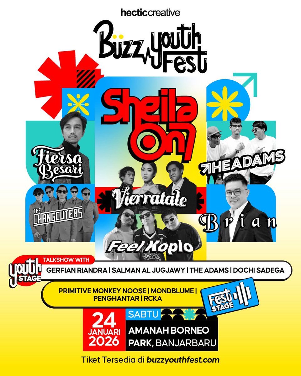 FiersaBesari's tweet image. Banjarbaru, sampai jumpa di Buzz Youth Fest
.
Sabtu, 24 Januari 2026
Amanah Borneo Park, Banjarbaru
.
.
Info: instagram.com/buzzyouthfest