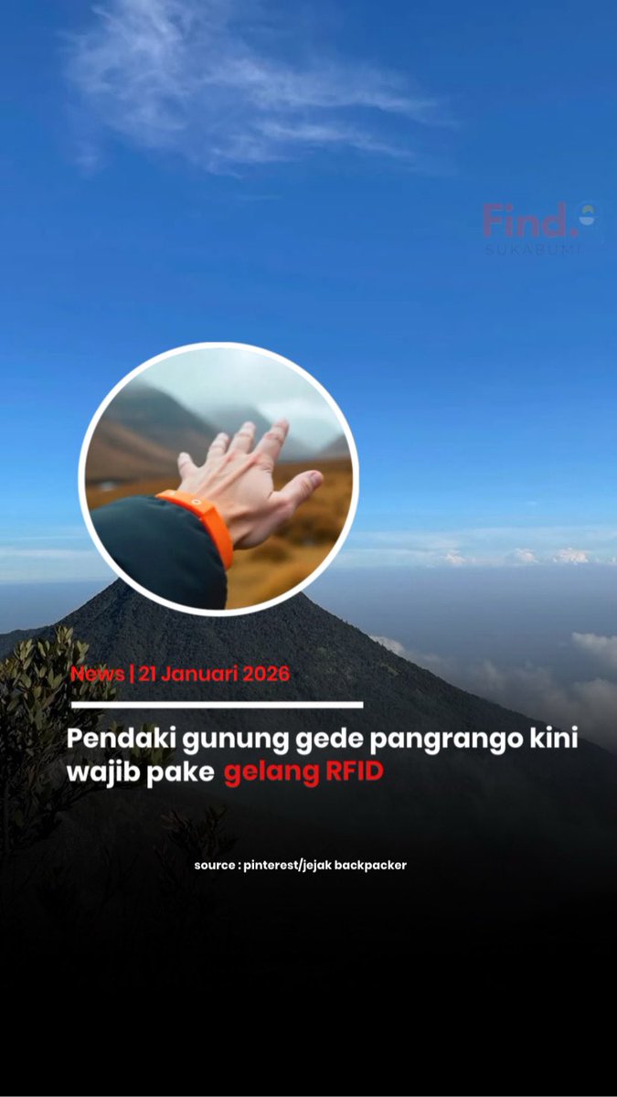 Pihak pengelola Taman Nasional Gunung Gede Pangrango kini mewajibkan pendaki menggunakan gelang RFID untuk meningkatkan keselamatan. Gelang ini berfungsi melacak pergerakan pendaki melalui checkpoint, memudahkan pemantauan serta proses pencarian saat darurat. 
#sukabumi #findsmi