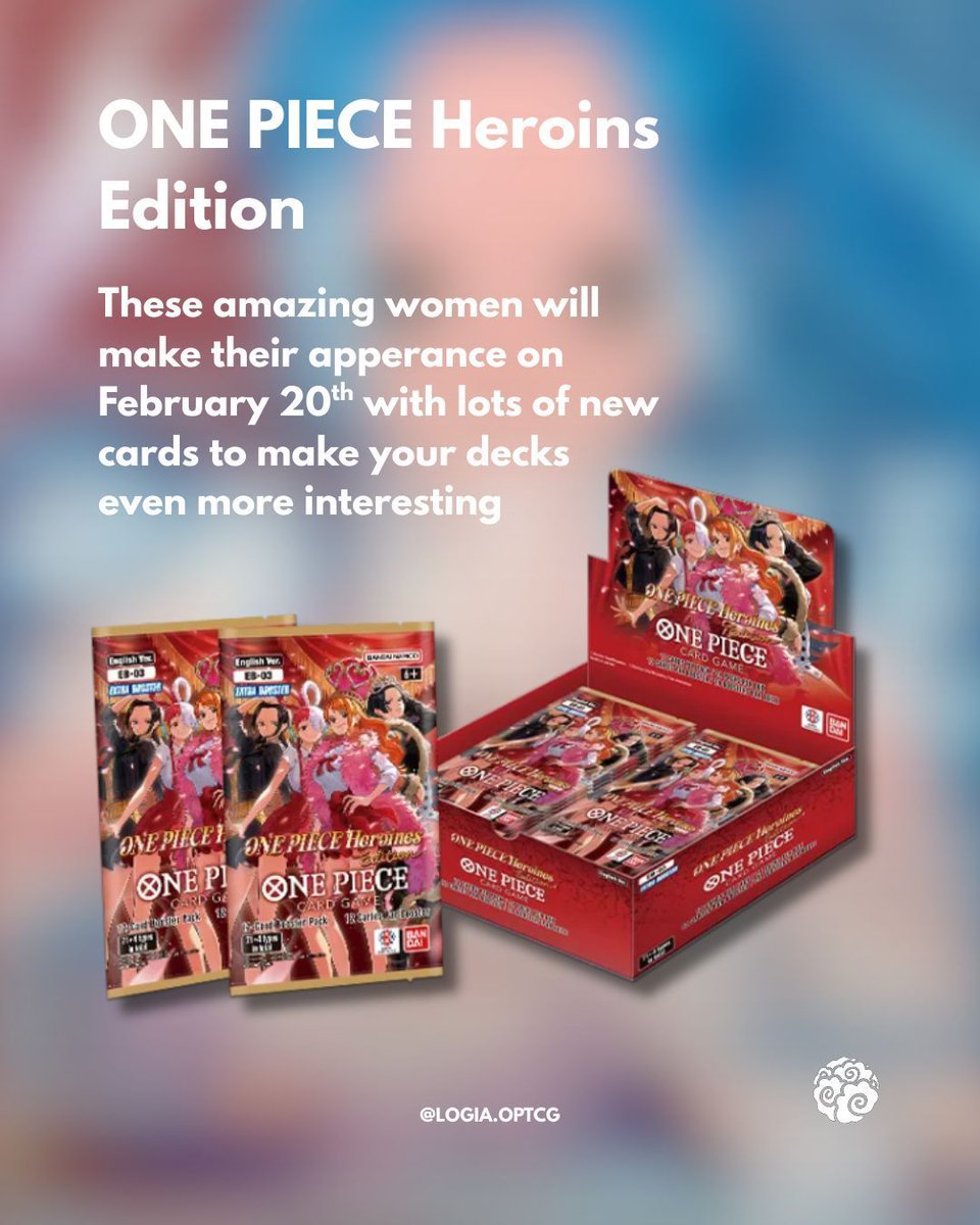LogiaOPTCG's tweet photo. Prepare yourself for the biggest pack of girl power so far. 
Featuring 9 SP cards, 4 different types of DON!! cards, and some alternate-art versions, with “Nefeltari Vivi” making her debut with a brand new Leader card.

#ONEPIECE #ONEPIECECARDGAME #ONEPIECEOPTCG #OPTCG #EB03 https://t.co/phL5JoTPf3