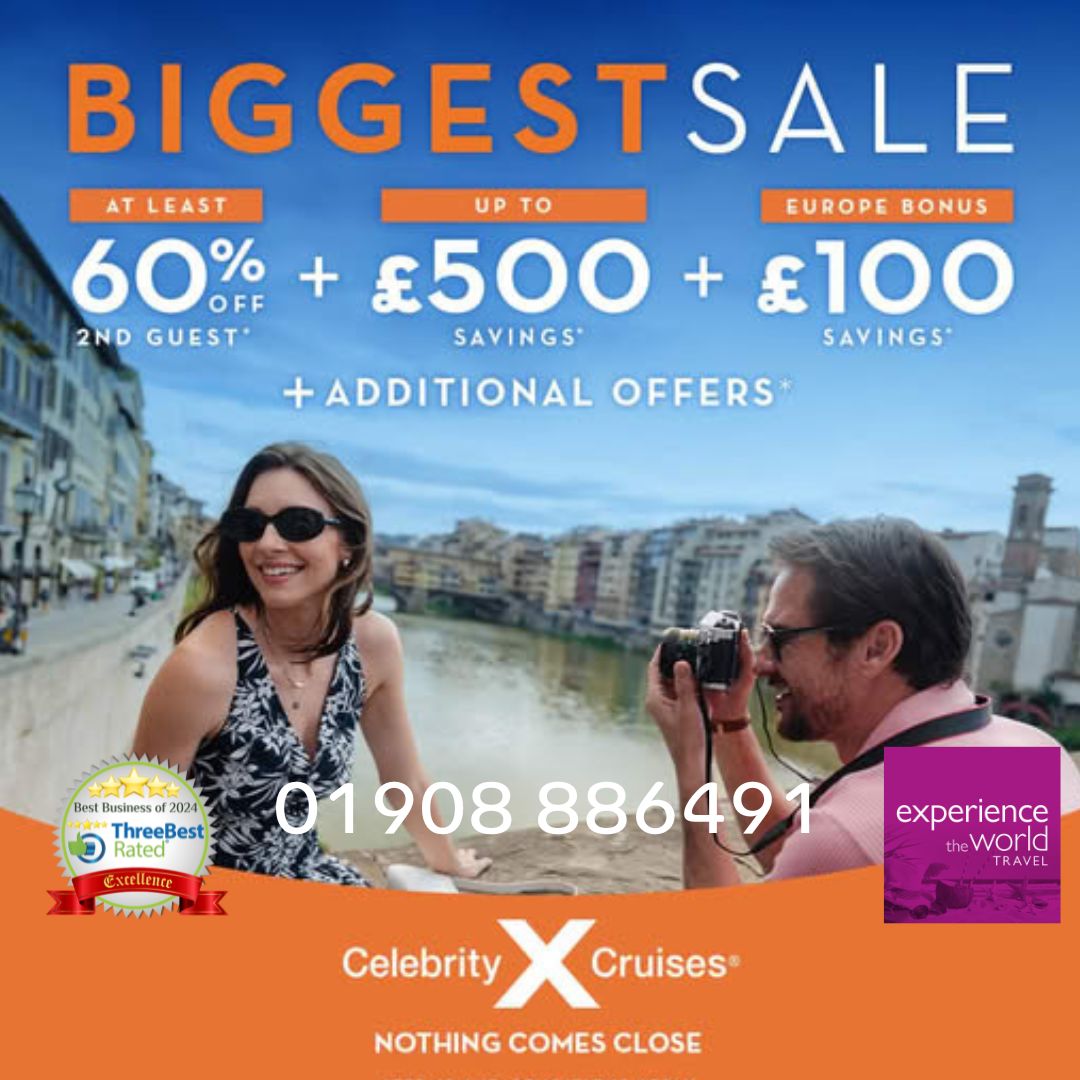 Don't miss the boat!🛳️  
The #CelebrityCruises #Sale ends soon.
Call now: ☎️ 01908 886491
#ExperienceADifference
#MiltonKeynes #NewportPagnell #Ampthill #Flitwick #Olney