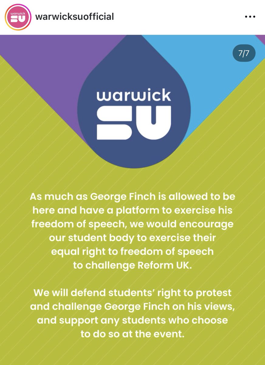 _ConnieShaw's tweet image. The Higher Education Freedom of Speech Act is working to the great disappointment of Warwick Student Union. 

Reform UK Cllr @_GeorgeFinch has been invited to speak by the Warwick Uni PPE society.

The student union has told students they share their concerns about him coming to…