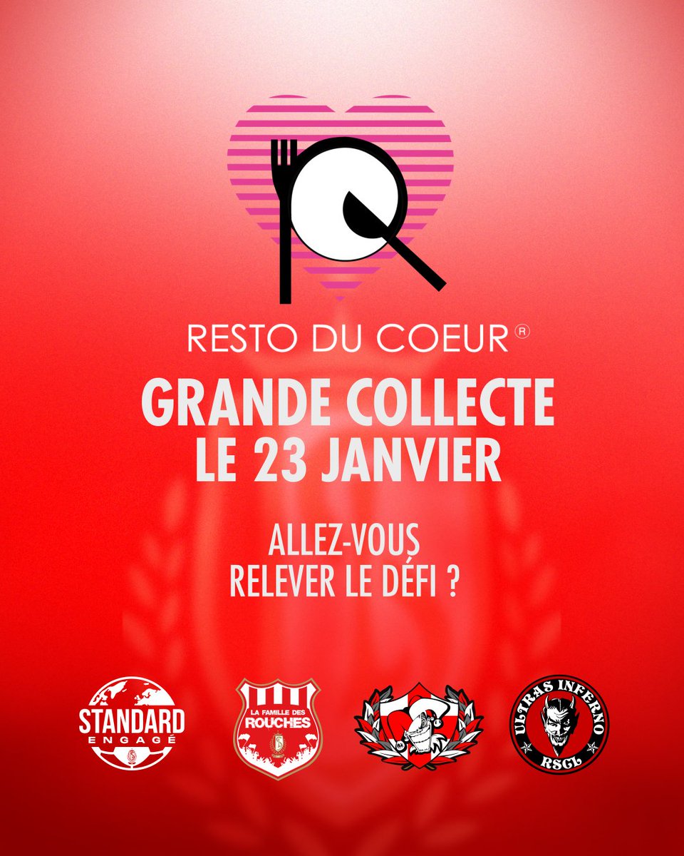 Un petit geste pour une grande cause. N’oubliez pas d’apporter des vivres pour notre collecte au profit des Resto du Cœur de Liège, on compte sur vous pour relever le défi. À ce soir, les Rouches. ❤️ #STAGNT