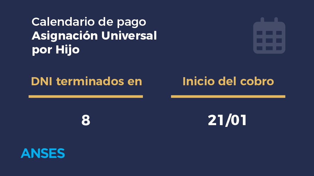 ansesgob's tweet image. Hoy cobran Asignación Universal por Hijo: DNI terminados en 8.
#Calendariodepago #ANSES