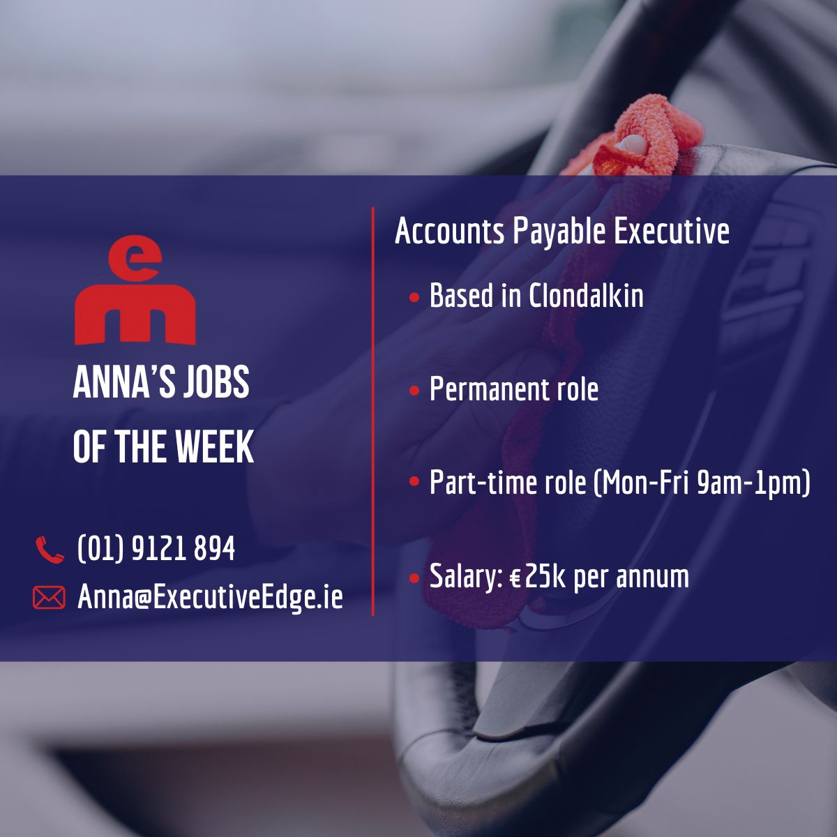 Anna has a great opportunity if you are looking for part-time work. Chat with Anna on (01) 9121 894.
Or, find out more: executiveedge.ie/job/accounts-p…
#DublinJobs