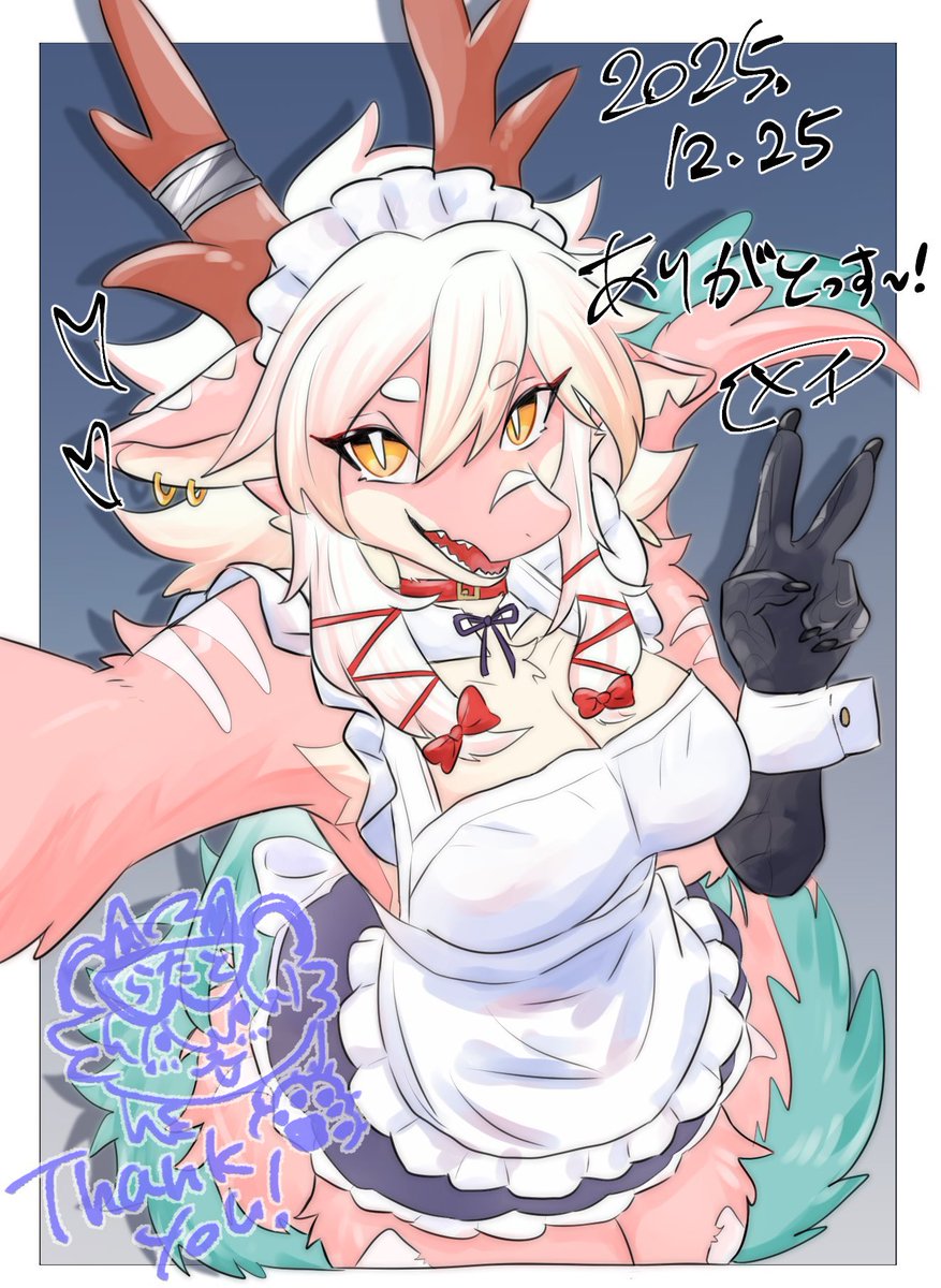 0ltt_14's tweet image. 干し芋お礼その①
メイド服のメイちゃんを描かせて頂きました！