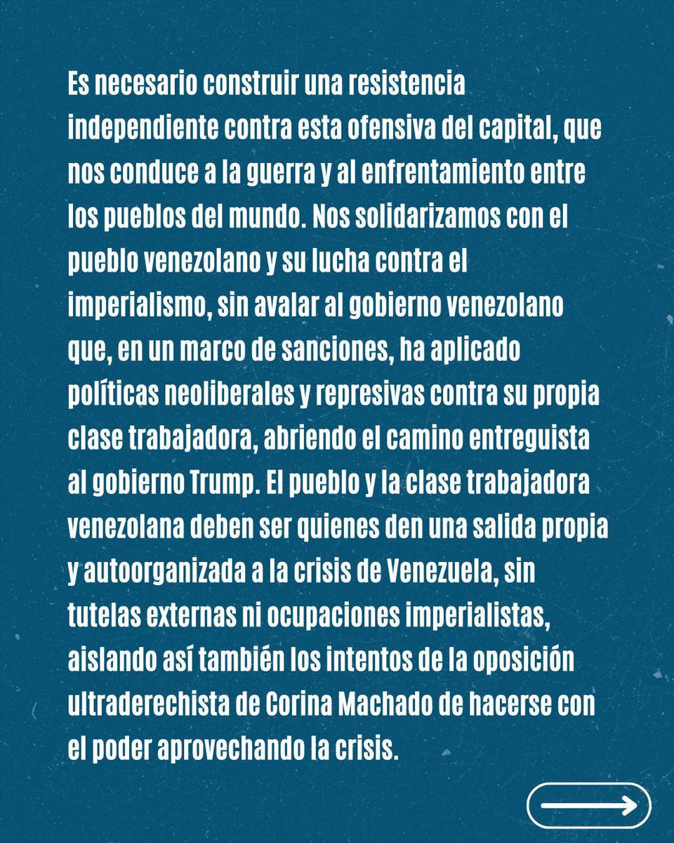 CJS_Madrid's tweet image. 🔴 MANIFESTACIÓN 25-E

Este domingo nos sumamos a la manifestación, junto a otros sindicatos y organizaciones políticas, para luchar desde una posición de independencia de clase contra el imperialismo de EEUU y en solidaridad con el pueblo trabajador venezolano. 
(1/2)
