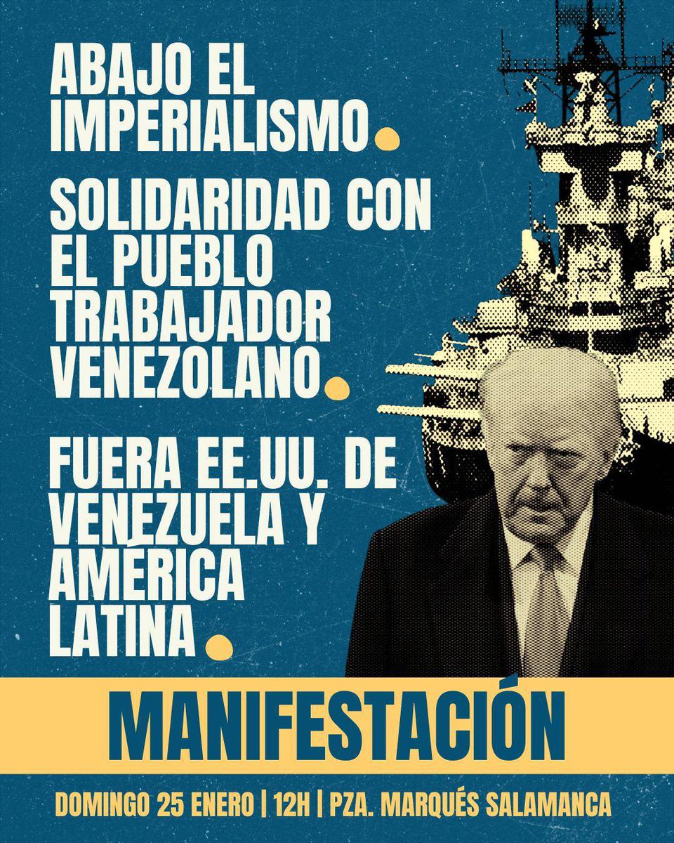 CJS_Madrid's tweet image. 🔴 MANIFESTACIÓN 25-E

Este domingo nos sumamos a la manifestación, junto a otros sindicatos y organizaciones políticas, para luchar desde una posición de independencia de clase contra el imperialismo de EEUU y en solidaridad con el pueblo trabajador venezolano. 
(1/2)