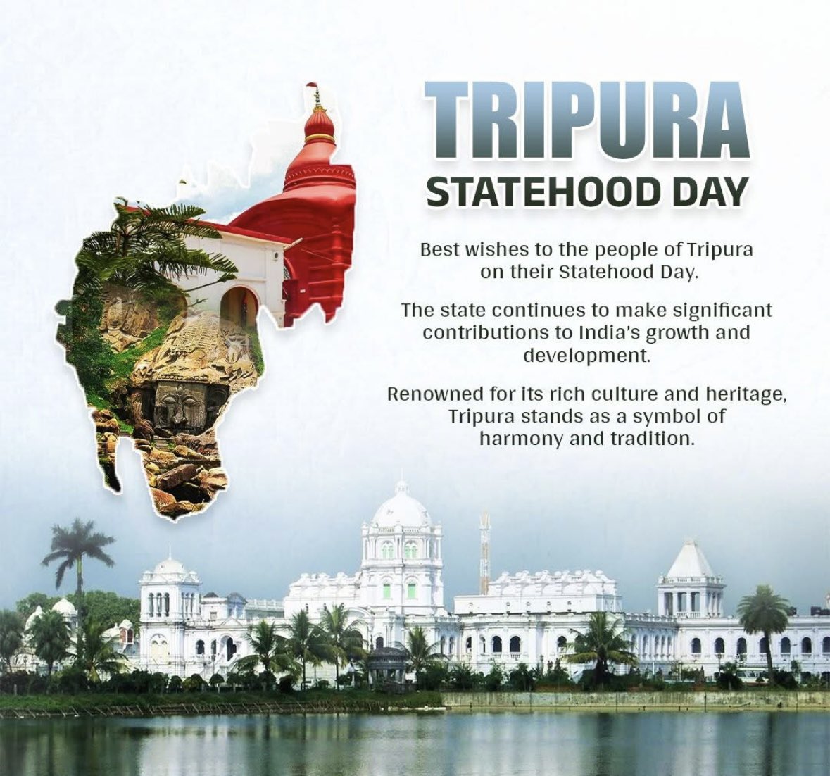 DrSusantaRay3's tweet photo. On the occasion of the Statehood Day of Tripura,I heartily congratulate and extend best wishes to all the citizens of our state.
@DrManikSaha2 https://t.co/vfhrgyz6yf