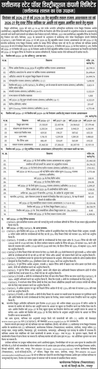 CSPwrCompanies's tweet photo. Chhattisgarh’s power sector set for a new boost | Transparent tariff process begins
Transparency in the power sector | Public invited to share suggestions and objections
Regulatory process in the interest of consumers | Power services in Chhattisgarh to improve further https://t.co/JFVUTTpa1g