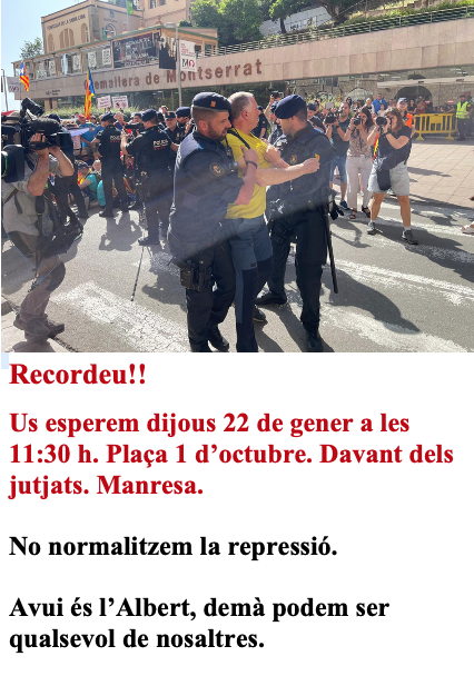 Continua vigent la Llei Mordassa més pròpia d’un estat policia que d’una democràcia. Cap dels partits anomenats independentistes ha exigit la seva derogació. <a href="/cupnacional/">CUP Països Catalans</a> <a href="/JuntsXCat/">Junts per Catalunya🎗</a> <a href="/Esquerra_ERC/">Esquerra Republicana</a> 
Cal exigir la retirada de la denúncia a l'Albert!!
#SolidaritatAlbertForcades