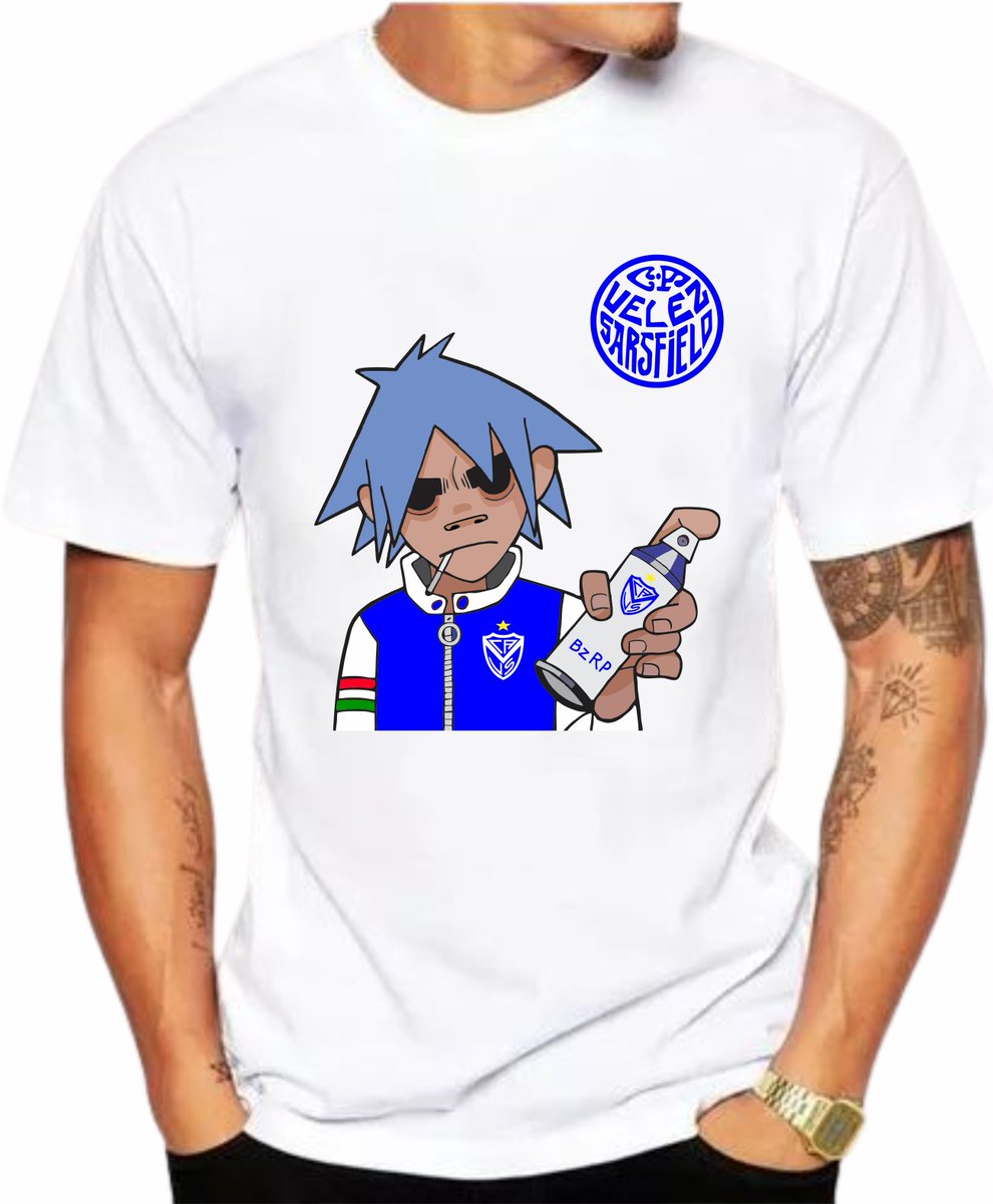 Ahora que <a href="/bizarrap/">bzrp</a> grabó con <a href="/gorillaz/">gorillaz</a> hay que tener la remera que los junta con <a href="/Velez/">Vélez Sarsfield</a> Pedila.