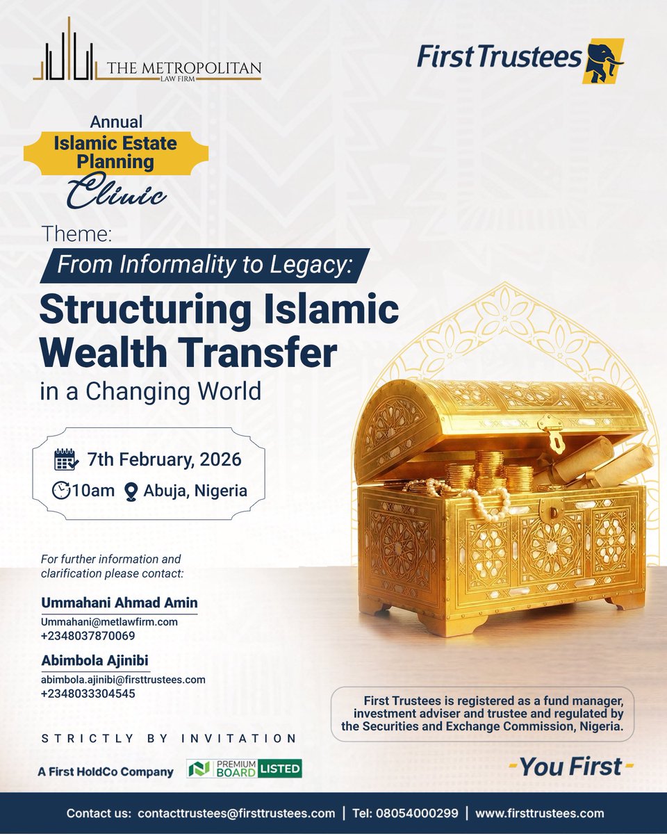 FirstTrustees's tweet image. The Annual Islamic Estate Planning Clinic returns this February.

Join the conversation as we examine how cultural practices, deeply held beliefs, and verbal promises affect proper Islamic estate planning, and what must change to protect our legacies.

This is one conversation…