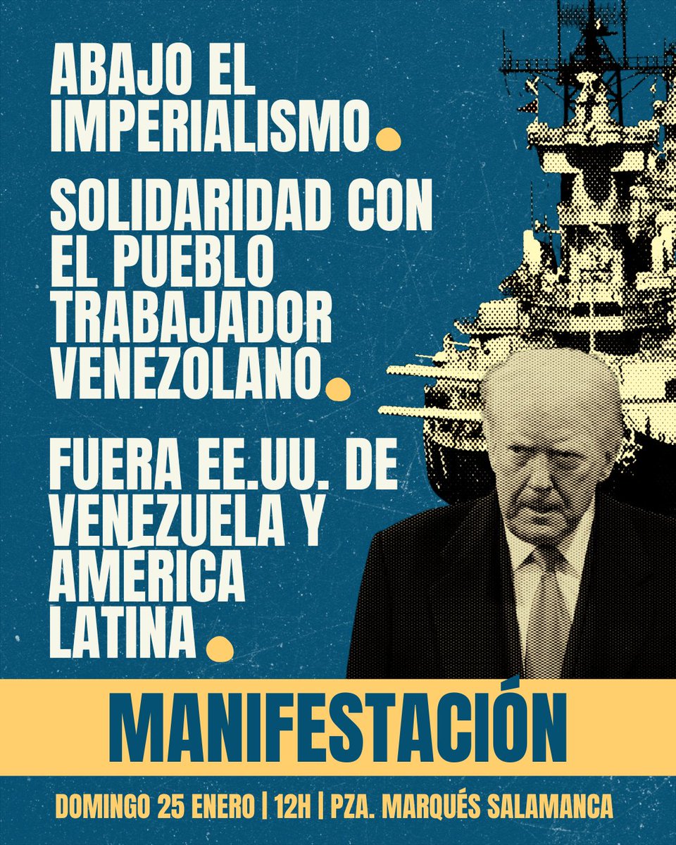 🔴 DECLARACION UNITARIA| ¡Solidaridad con el pueblo trabajador venezolano! ‘Fuera EE.UU. de Venezuela y América Latina! ¡Abajo el imperialismo!
👉🏽 Llamado a movilizarse el domingo 25 de enero en la Embajada EEUU, Madrid.