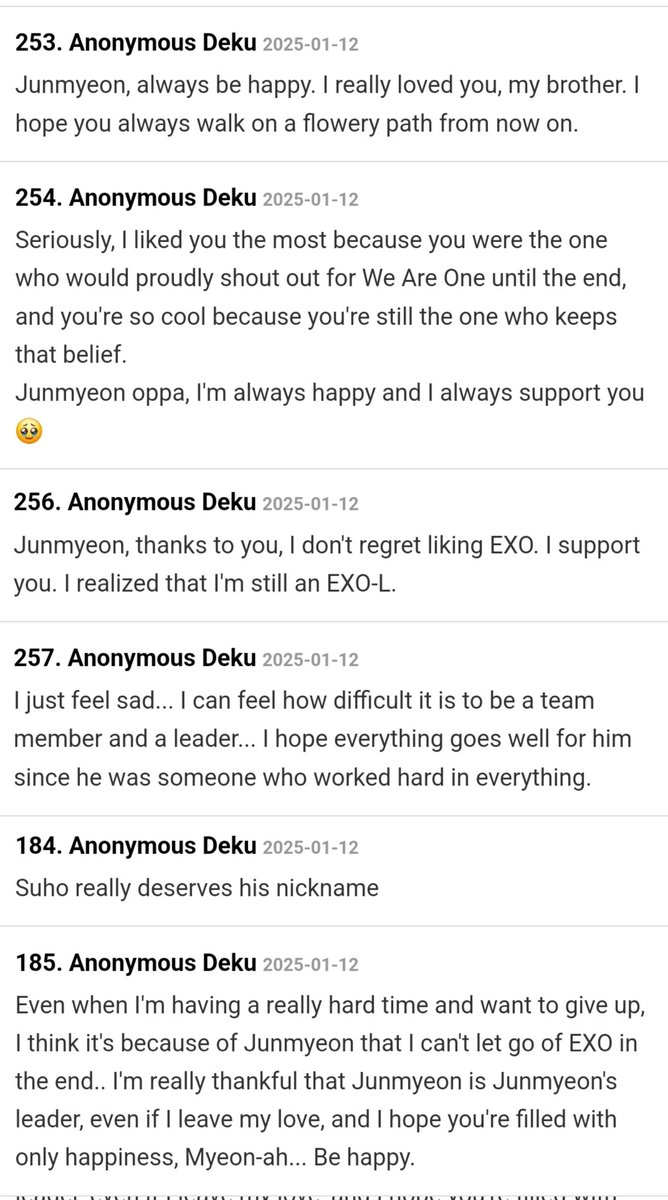 junmyeonxsuho's tweet image. Knetz praising SUHO for protecting EXO:

"Bc of SUHO, I don't regret liking EXO"
"SUHO really deserves his nickname"
"Even when I'm having a hard time, it's bc of SUHO that I can't let go of EXO."
"SUHO is the 1 who protected EXO's name more diligently than any1 else. He's cool."
