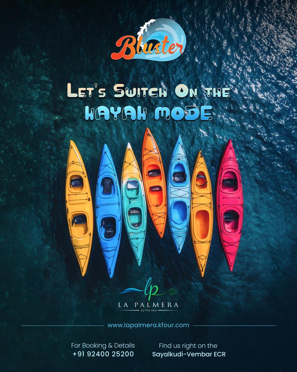 KFourHotel's tweet image. Paddle into pure Kayaking fun at Bluster, La Palmera’s water sports centre - with cool sea breezes, high energy, and unforgettable beach vibes with your crew.

Call now for booking @ +91 92400 25200
Explore more @ lapalmera.kfour.com/bluster

#LaPalmera #Bluster #WaterSports #Kayak