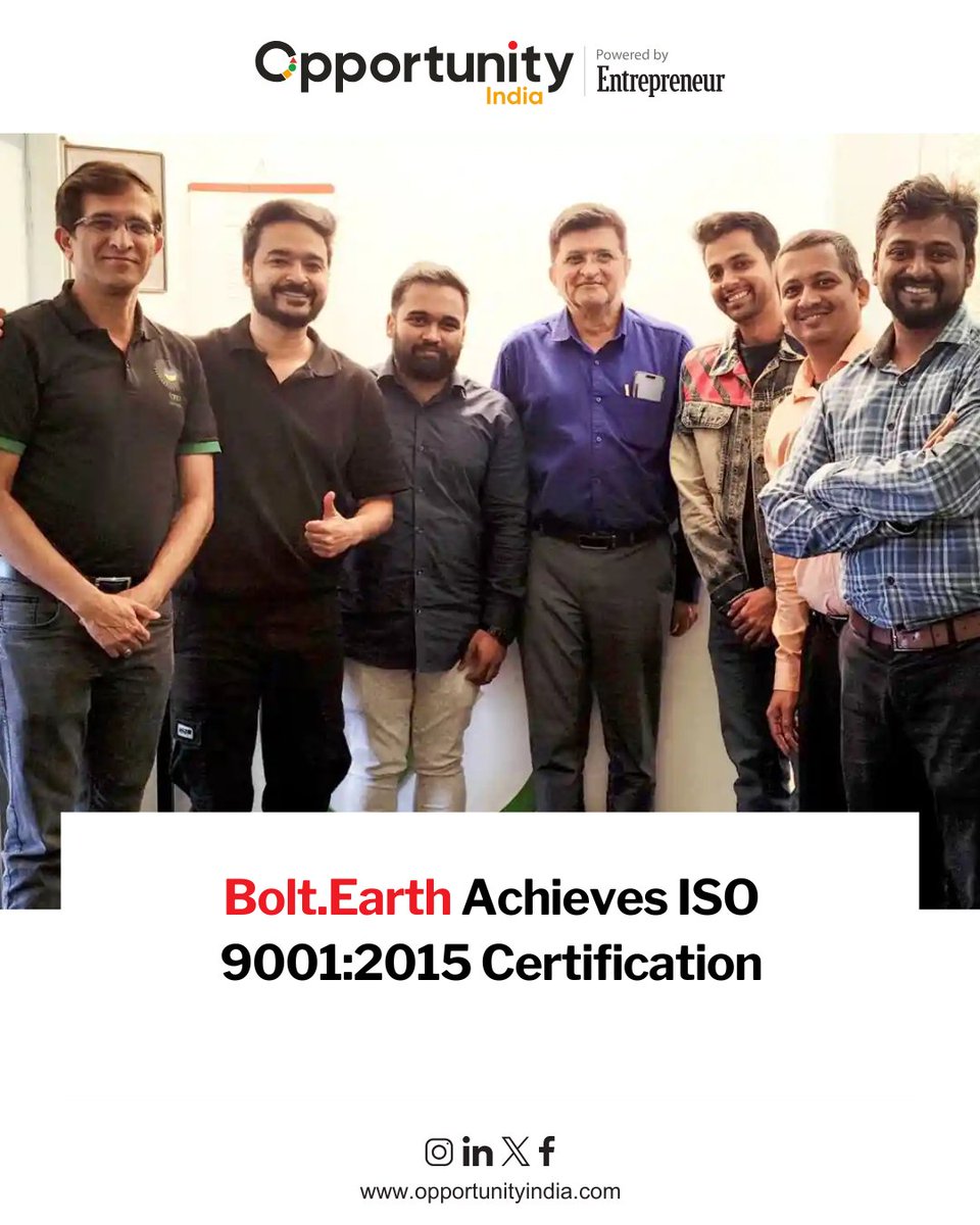 Bolt.Earth Achieves ISO 9001:2015 Certification

Bolt.Earth has been awarded the ISO 9001:2015 certification, reinforcing its commitment to global quality standards and operational excellence.

#BoltEarth #ISO9001 #QualityStandards #EVInfrastructure