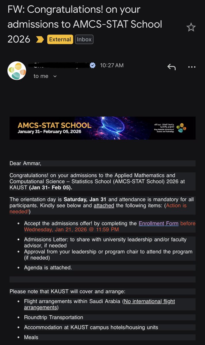 سعيد جداً باختياري للانضمام إلى مدرسة AMCS-STAT في جامعة كاوست! 🌟