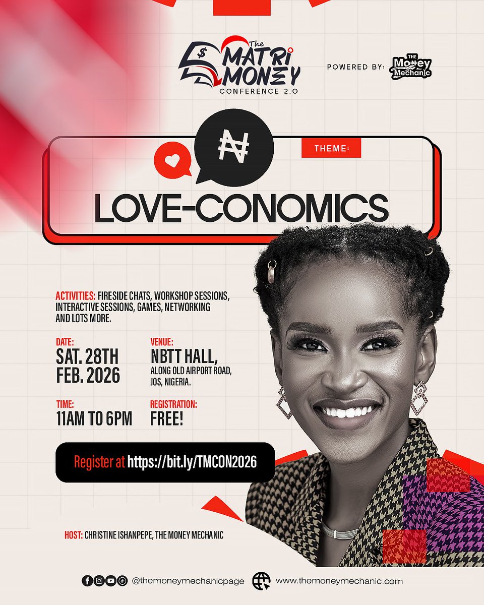 It's LOVE-CONOMICS SZNNNNNN ⚡⚡⚡⚡⚡ 

Come spend the day with me and my guys as we discuss about matters concerning love, money and wealth building. 

Entrance is FREE! 

REGISTER HERE AND NOW 👇🏼
bit.ly/TMCON2026

#themoneymechanic
#TMC2026