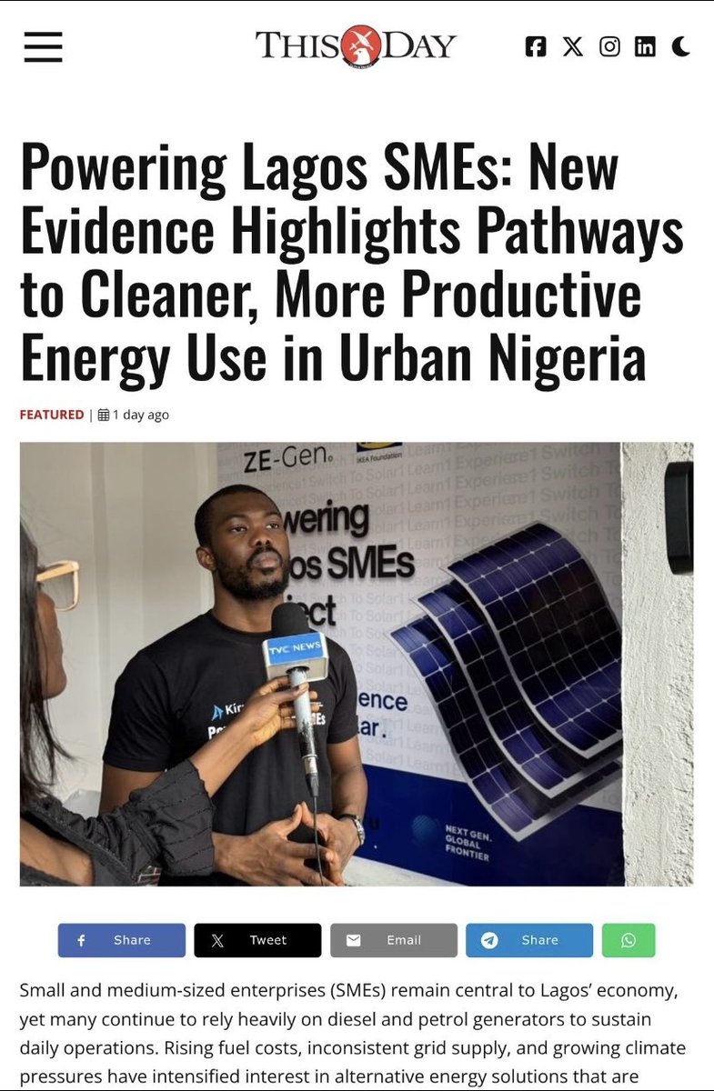 ysdn_official's tweet photo. New evidence from the Powering Lagos SMEs project shows pathways to cleaner energy for Lagos SMEs! 🌟 Supported by ZE-GEN &amp; IKEA Foundation, led by YSDN with Kiru Energy &amp; Next Gen. 

Read full report here: https://t.co/0wblWXgWSh

#PoweringLagosSMEs #ZEGEN #CleanEnergy #SMEs https://t.co/aEQi4EImzO