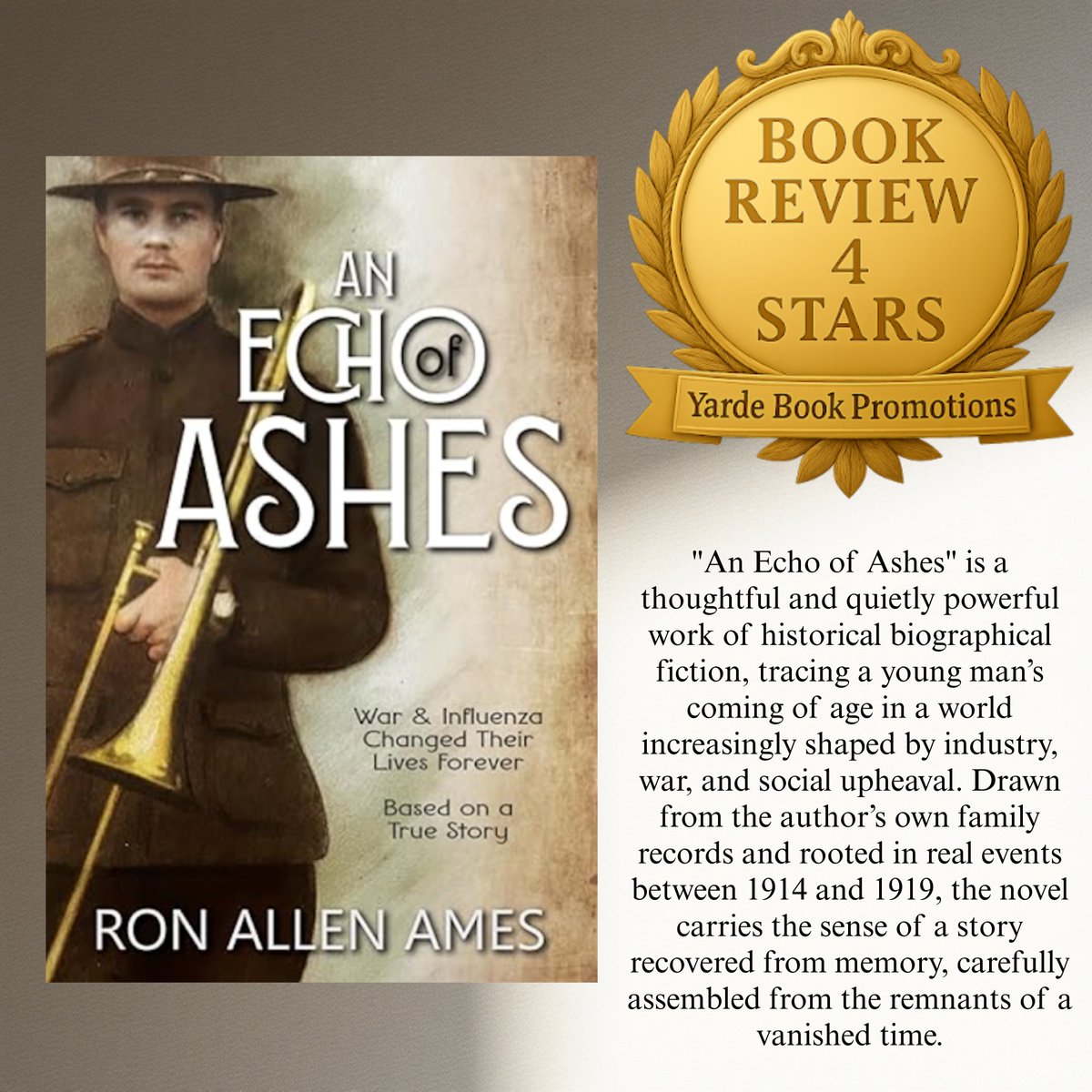 maryanneyarde's tweet image. 📚✨#BookReview

✦ * . * An Echo of Ashes 
By Ron Allen Ames * . * ✦

“A quietly devastating and beautifully restrained novel" - a #mustread for fans of historical biographies. ✨

Read my review in full here:
maryanneyarde.blogspot.com/2026/01/editor…

#HistoricalFiction #BooksWorthReading
