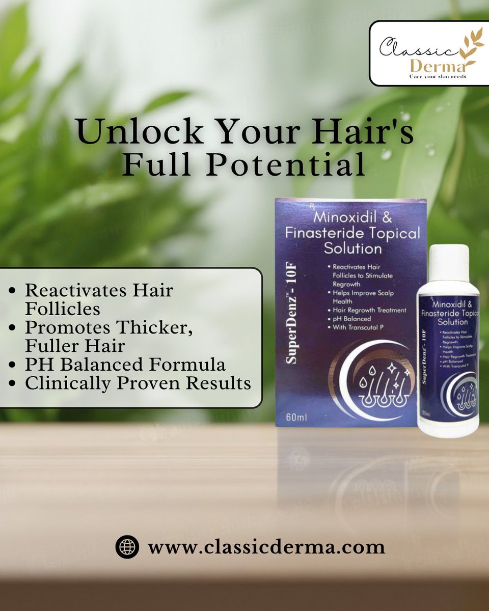 ClassicDerma's tweet photo. Unlock your hair’s full potential
Stop thinning in its tracks and regain your confidence with Classic Derma’s SuperDenz-10F. Our specialized formula is designed to stimulate regrowth and improve overall scalp health.
Consistency is the key to seeing a difference. https://t.co/lS7r4S1nNi