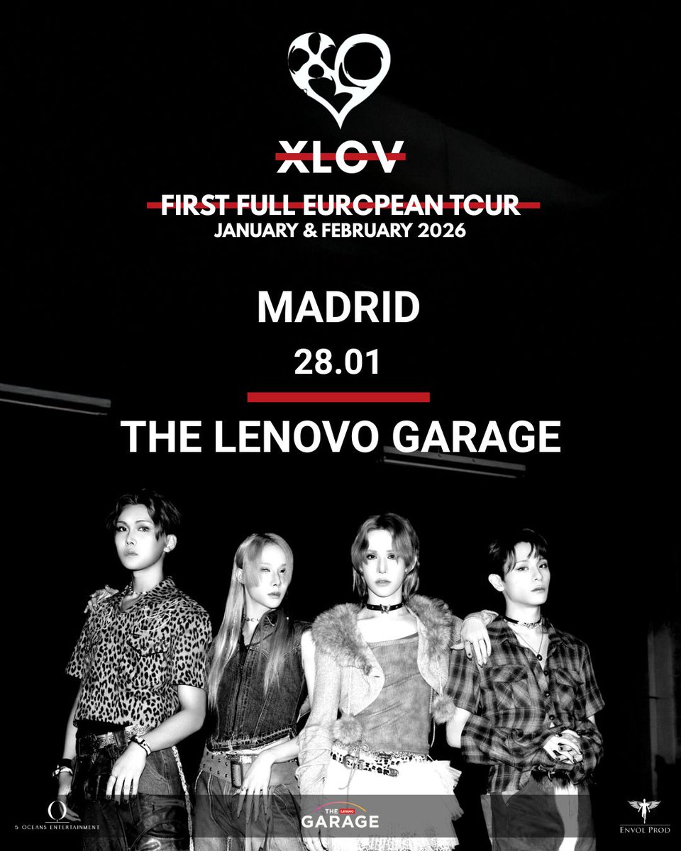 KoreaenBCN's tweet image. La próxima semana, concierto de XLOV @XLOV_official
«XLOV First Full Europe Tour» en Madrid 
📅miércoles 28 de enero
📍en The Lenovo Garage
🎟️entradas a la venta
👉Organiza Envol Prod @EnvolTorpedo
#XLOV #엑스러브
Más información:
bit.ly/4nsZtV0