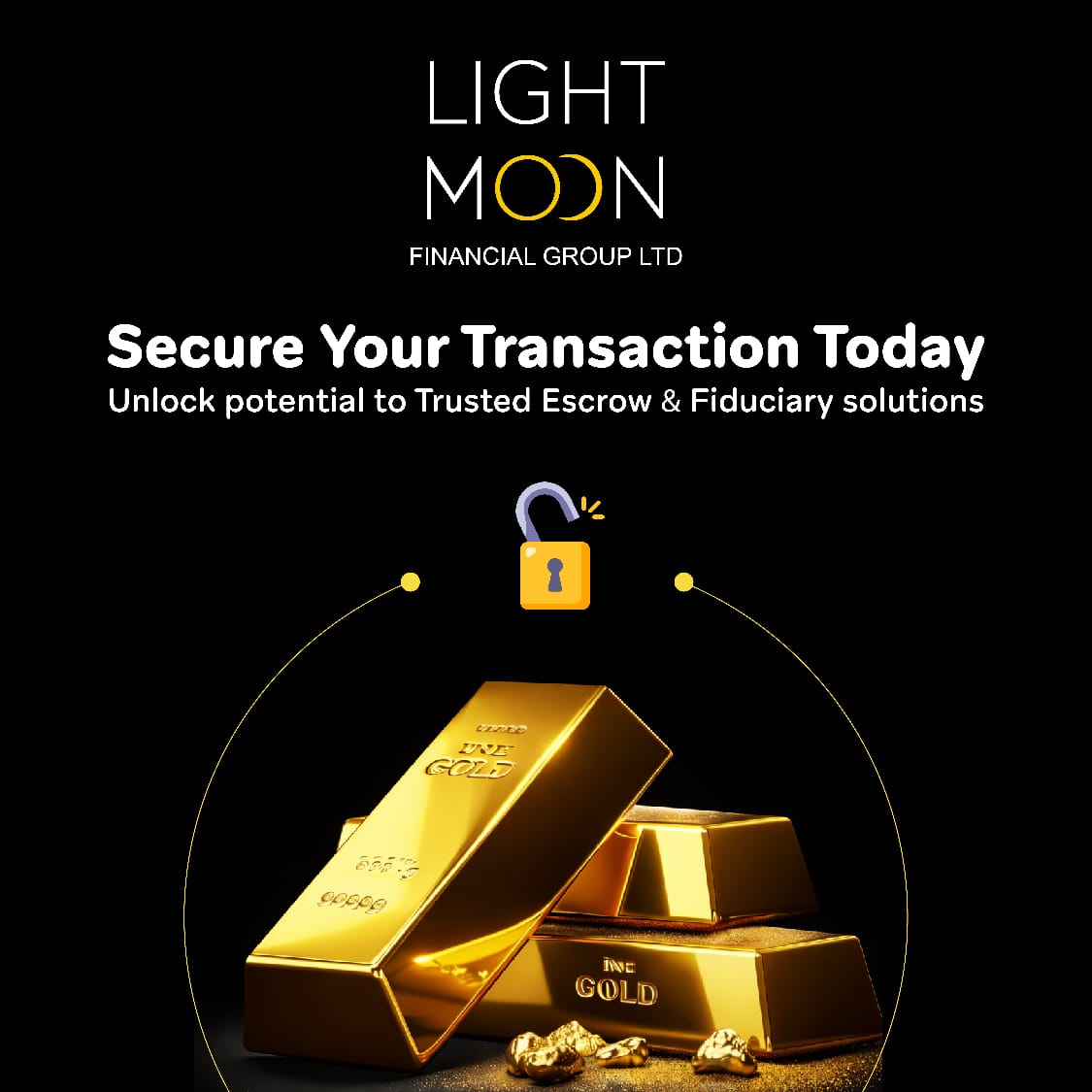 Light moon financial group Ltd is where value meets protection.
Secure your gold transactions through professionally managed escrow and fiduciary structures designed for serious investors and traders. 
Your value, your security, our commitment.
#GOLD #Trading #Financing