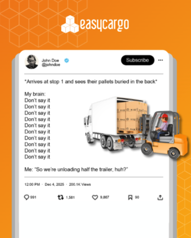 The pain of a multi-stop driver when they realize the last delivery is at the very front of the trailer... 💀🚛
Load sequencing isn't just a "nice-to-have"; it's a necessity. 😅
Plan your sequence right the first time with EasyCargo. 
easycargo3d.com/en/try-online-…

#LogisticsMemes