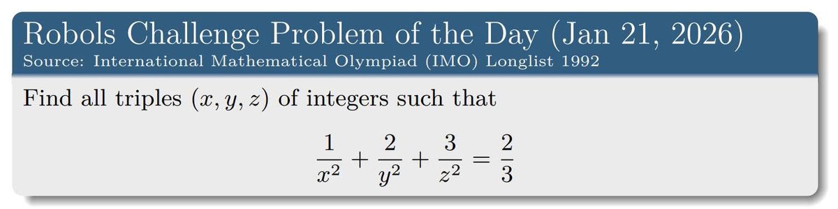 robolsmath's tweet photo. International Mathematical Olympiad (IMO) Longlist
#DailyMathChallenge https://t.co/eRq0g3b8N3