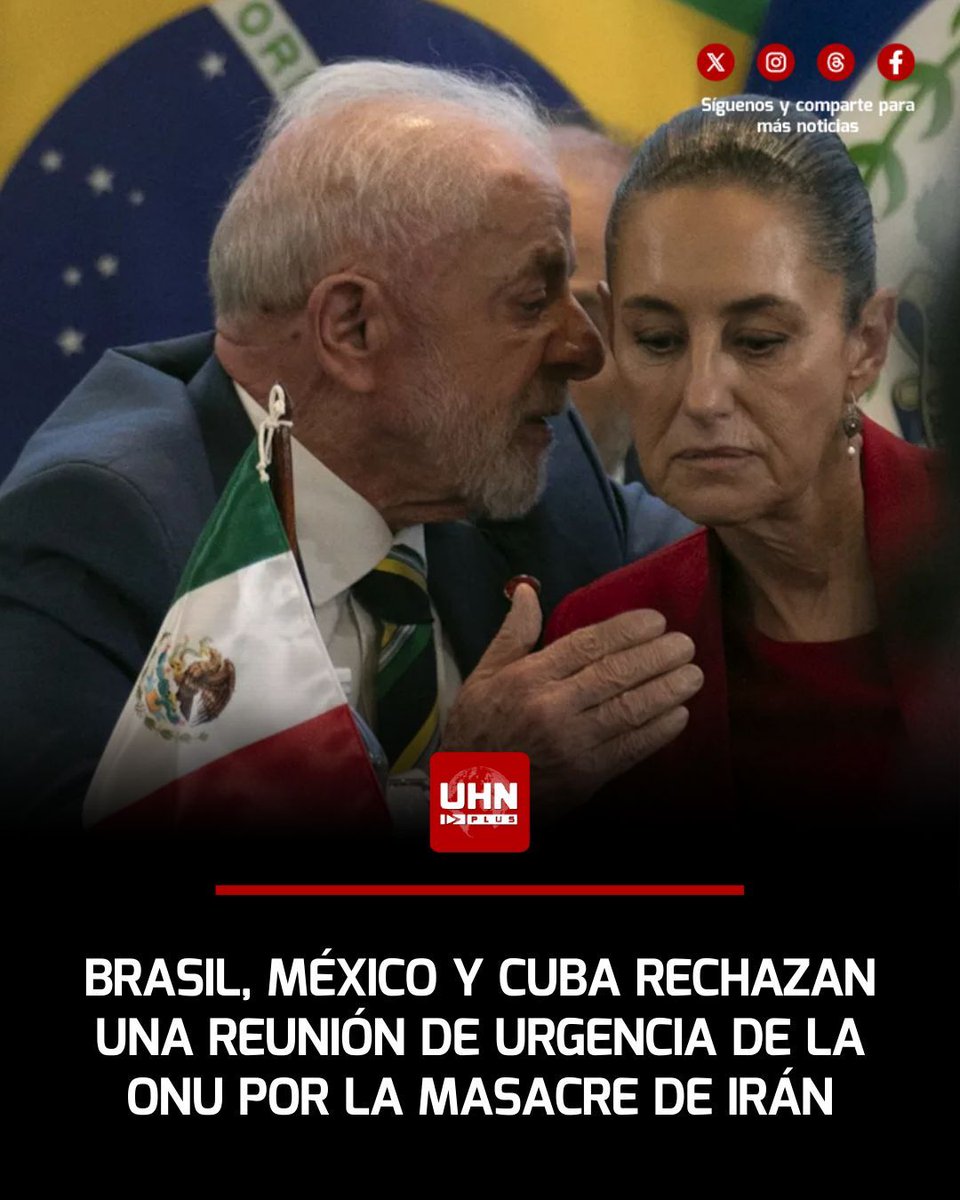 🇮🇷‼️ | En una actitud vergonzosa, miembros del Consejo de Derechos Humanos de la ONU se negaron a respaldar el pedido de una sesión urgente para tratar la masacre de Irán. Entre esos países que se opusieron aparecen Brasil, Cuba, México, China, Irak, Angola, Sudáfrica y Pakistán,