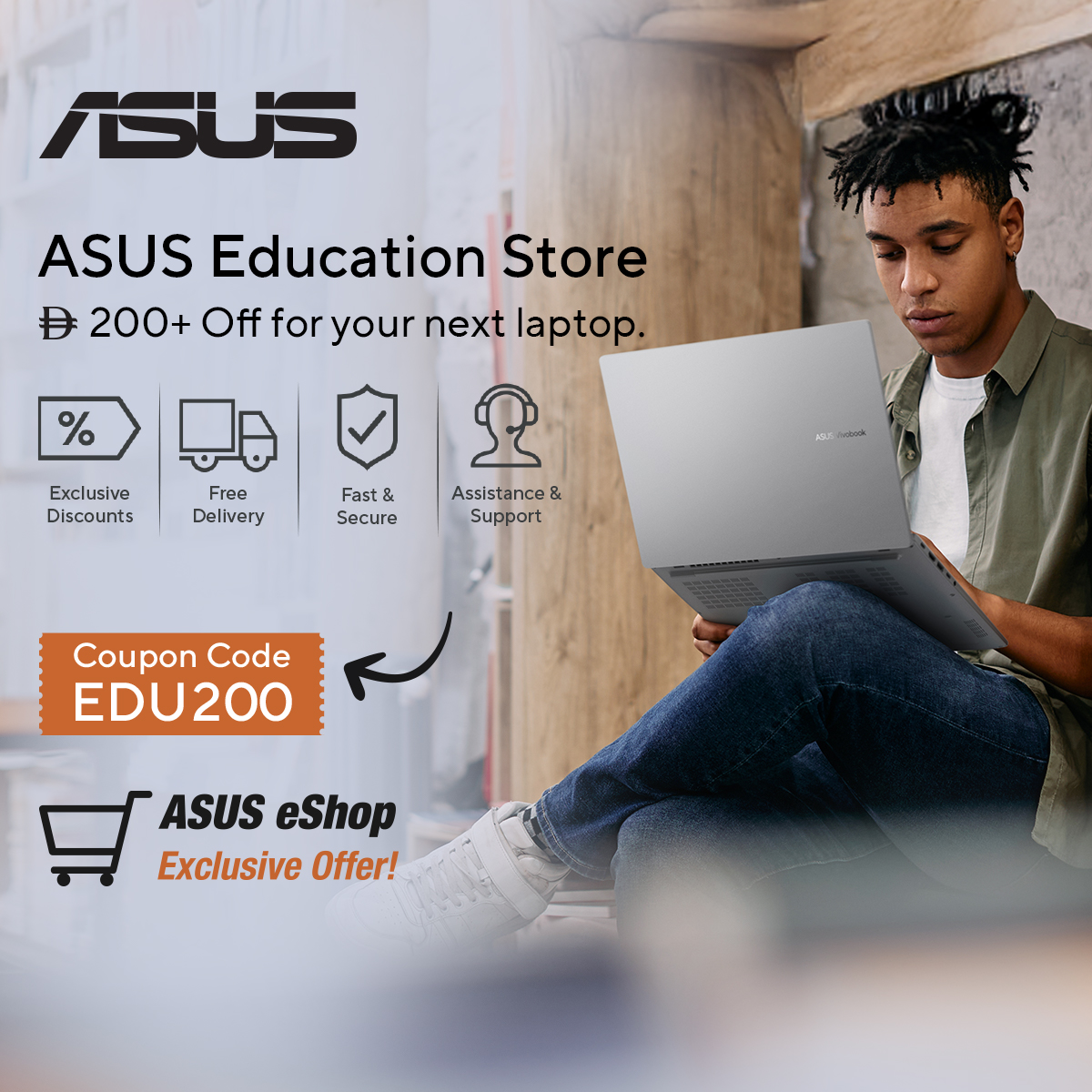 Students get 200+ AED off selected laptops! 💻⁣
Level up your learning with ASUS Education Store now. 💙 ⁣
Use Discount Code: ⁣EDU200

👉 ae.asus.click/asus-edu
⁣
#ASUS #ASUSEducationStore #StudentDeals