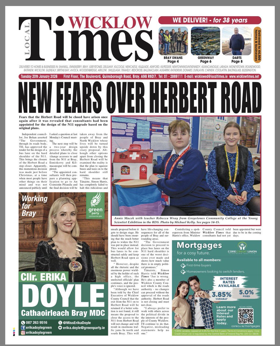 Herbert Road … I stand over everything I have said in this week’s Wicklow Times despite the comments by Tánaiste Simon Harris at the end of the article. People will make up their own minds.
