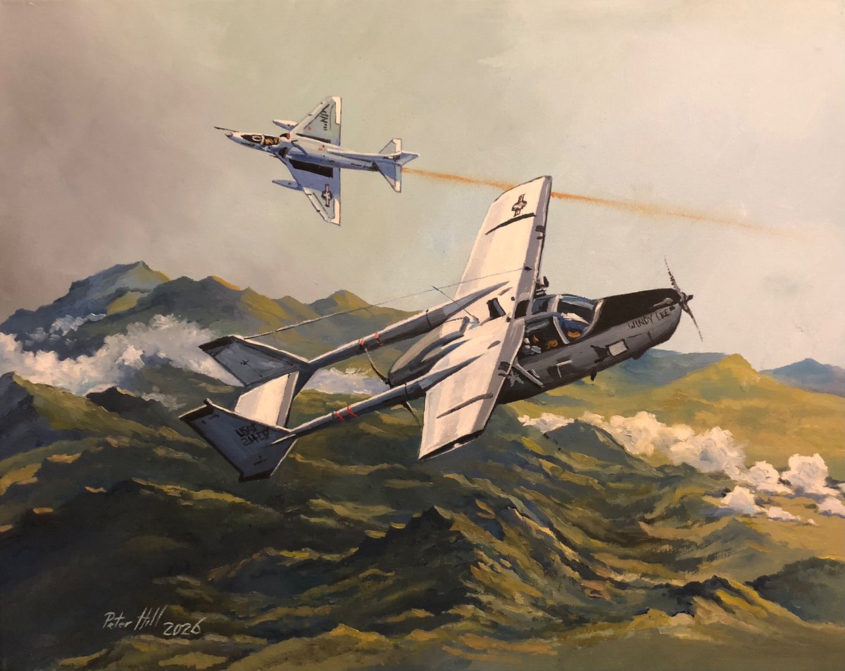petehill854's tweet image. Latest painting completed tonight. 
Cessna O-2 Skymaster, Vietnam 1969. 
Oil on canvas 50 x 40cm