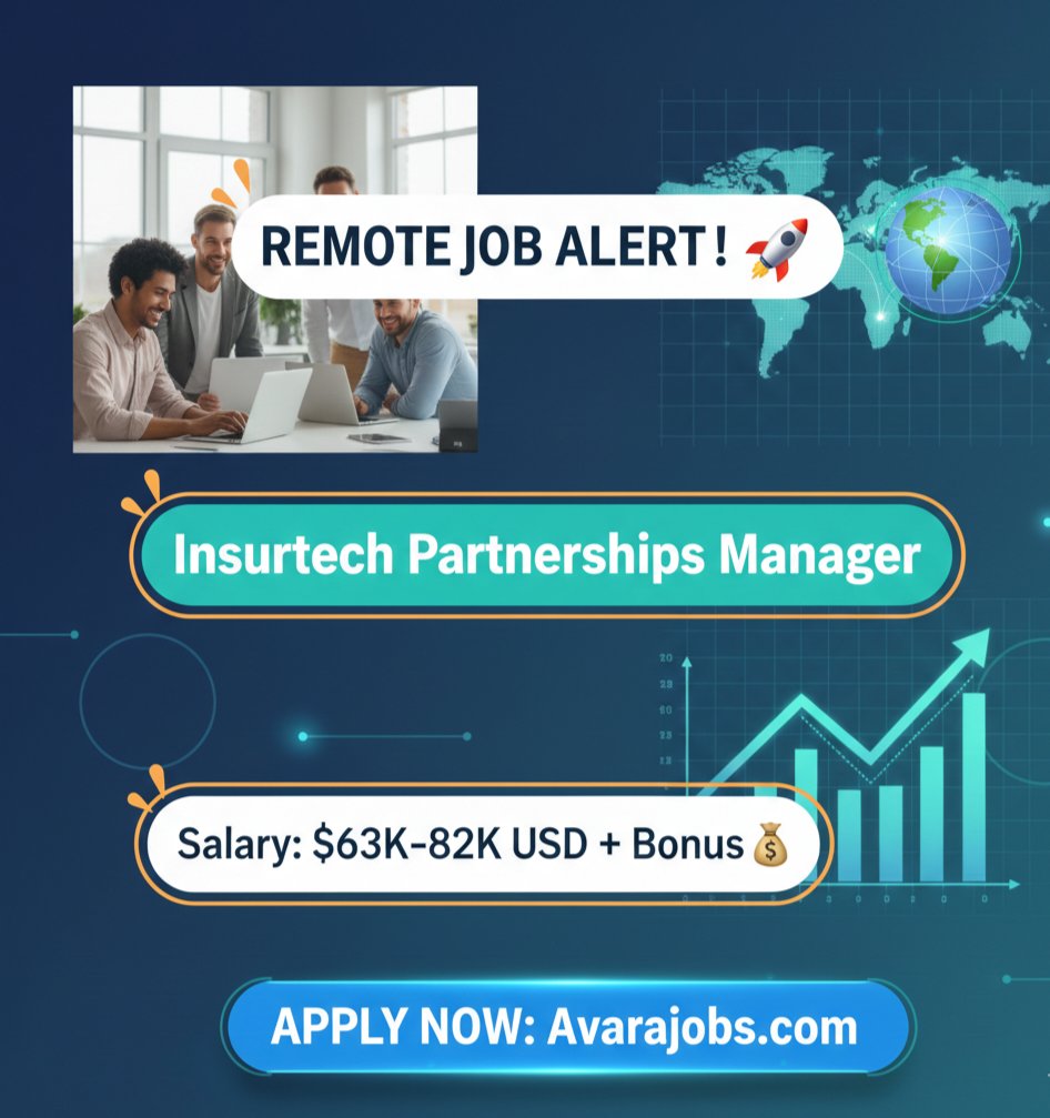 AvaraGulf's tweet photo. JobFound Remote Jobs 🧑💻
@Avarajobs
Role: Partnerships Manager
Salary: $63,000 – $82,000 per year + bonus
Location: Remote (UK Time Zone)
Apply link in comment 👇🏿
#RemoteJobs #UKJobs #USAJobs #Insurtech #Hiring #PartnershipsManager #WorkFromHome #Avarajobs https://t.co/vVSth4tI4w
