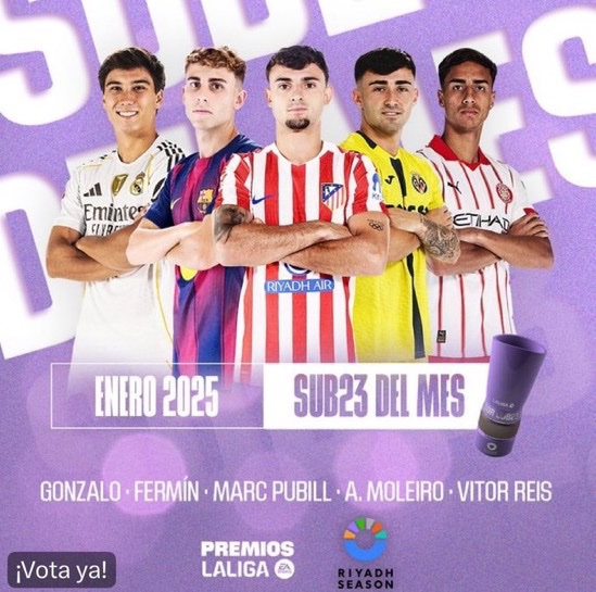 MadridXtra's tweet image. 🚨 OFFICIAL: Gonzalo García is nominated for La Liga U23 Player of the Month for January.