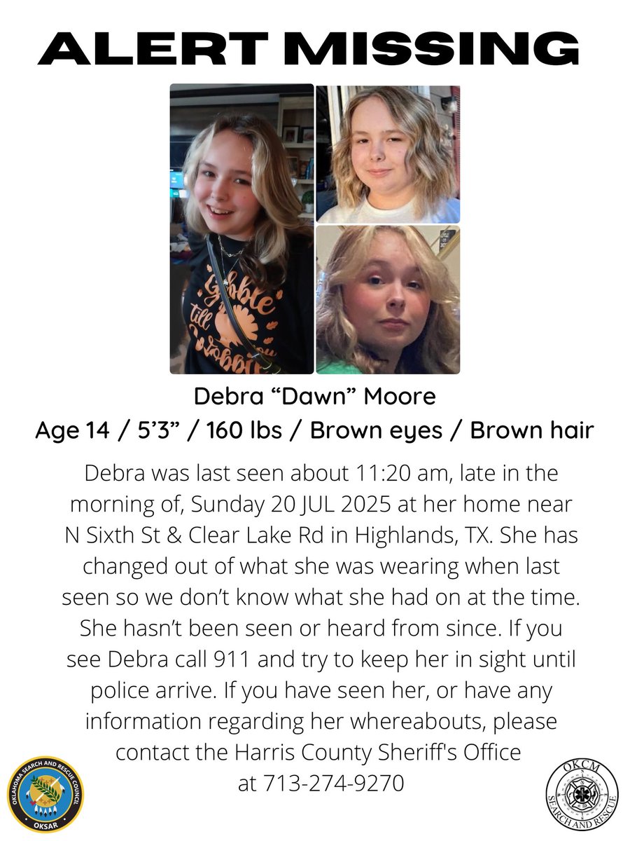 Missing from Highlands, TX

CALL 911 if seen

Contact <a href="/HCSOTexas/">HCSOTexas</a> with information.