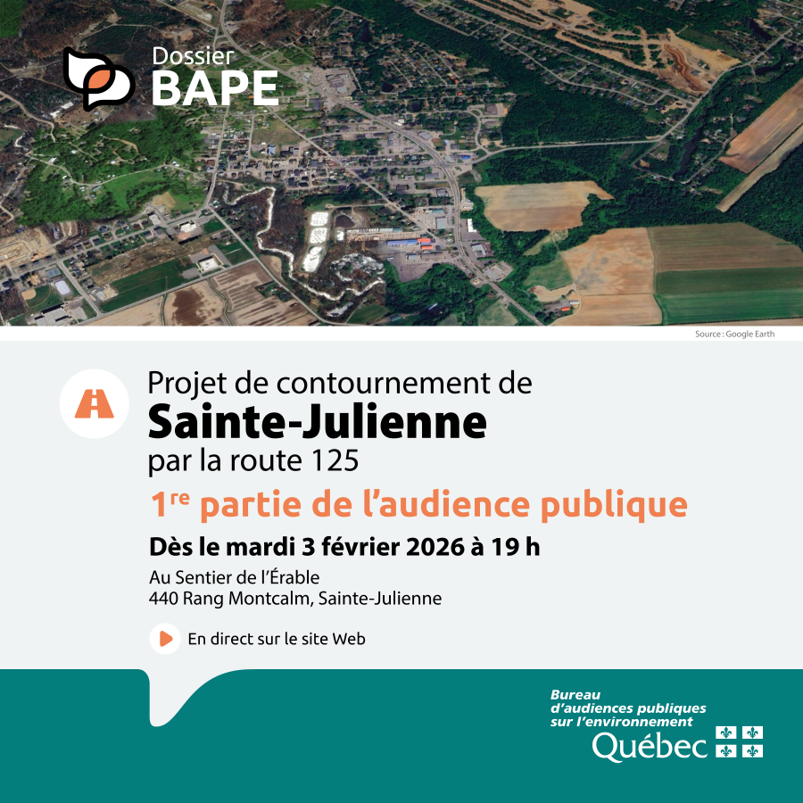 𝗗𝗘́𝗕𝗨𝗧 𝗗𝗘 𝗟’𝗔𝗨𝗗𝗜𝗘𝗡𝗖𝗘 𝗣𝗨𝗕𝗟𝗜𝗤𝗨𝗘 | C’est l’occasion de poser des questions à l’initiateur du projet et aux représentants des différents ministères et organismes invités.

bape.gouv.qc.ca/fr/dossiers/sa…

#audience #route125 #saintejulienne #mrcmontcalm #mrcmatawinie