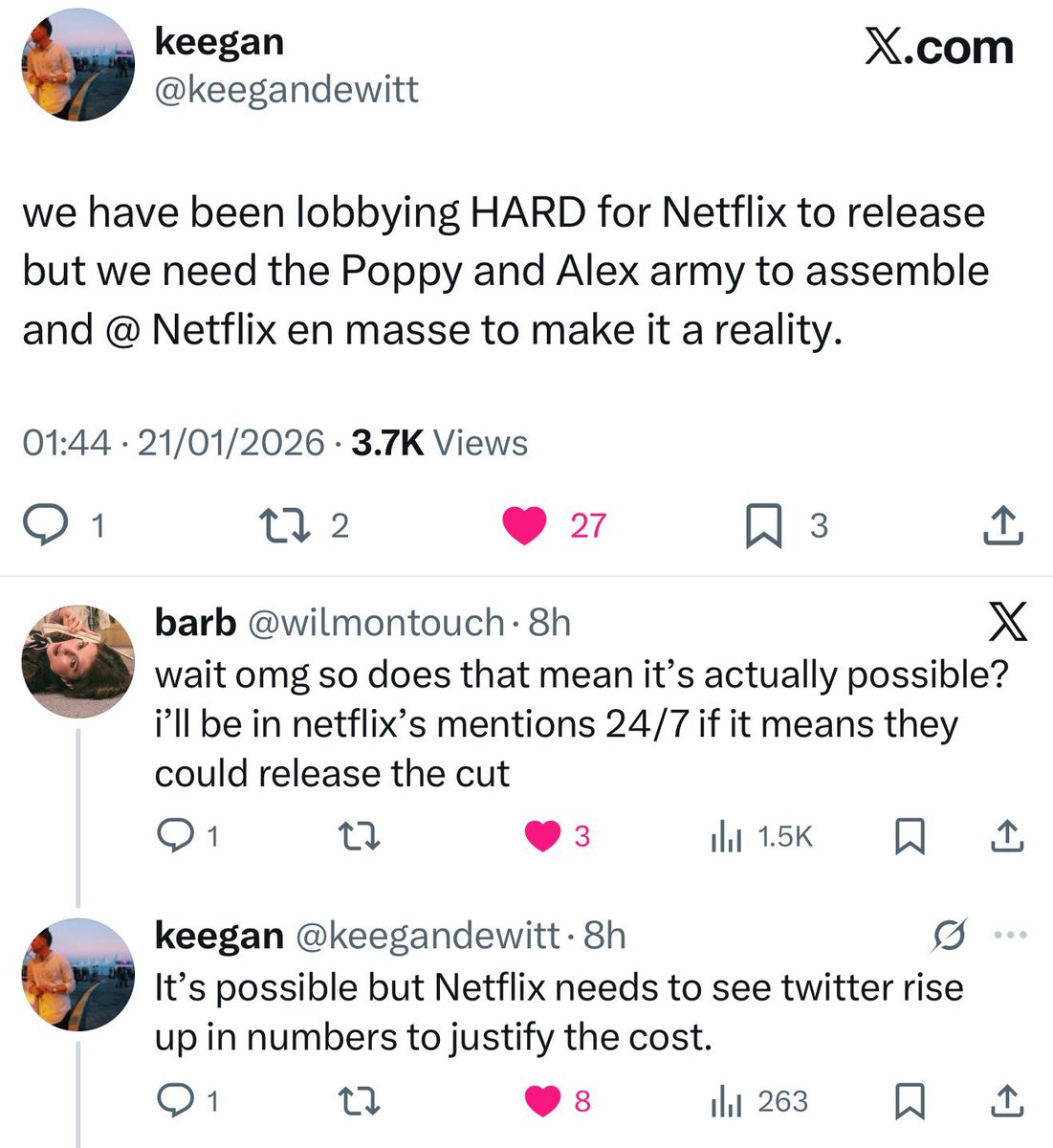 guys we need to get together and ask netflix for the full balcony scene in pwmov because it IS possible but we have to show demand for it. tom blyth and emily bader want this as much as us! please post about it and tag netflix as much as you can!!!