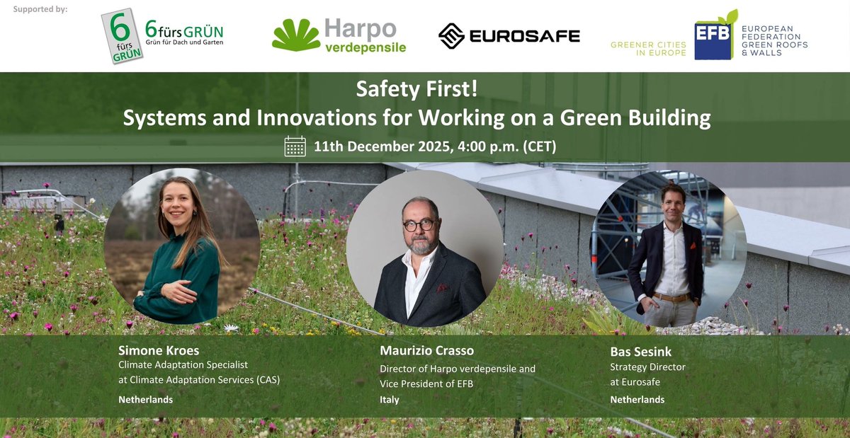 PIISA_Project's tweet photo. 🌱 Did you miss our recent webinar on #GreenRoofs &amp; #ClimateInsurance?
@PIISA_Project research on how insurance can incentivise green roof uptake in Europe was featured in a European webinar with the @EFBgreen 🇪🇺
🎥 Watch the replay: https://t.co/6GoimtLfWc
#NbS #PIISAProject https://t.co/2jdEpG7it7
