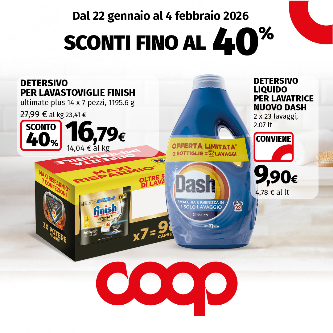 In tutti i supermercati #NovaCoop trovi il detersivo per lavatrice e per lavastoviglie che fa per te ad un prezzo speciale!

Da domani scopri tutti gli sconti fino al 40% 📍 novacoop.it/punti-vendita 

👉 Fino al 2 febbraio