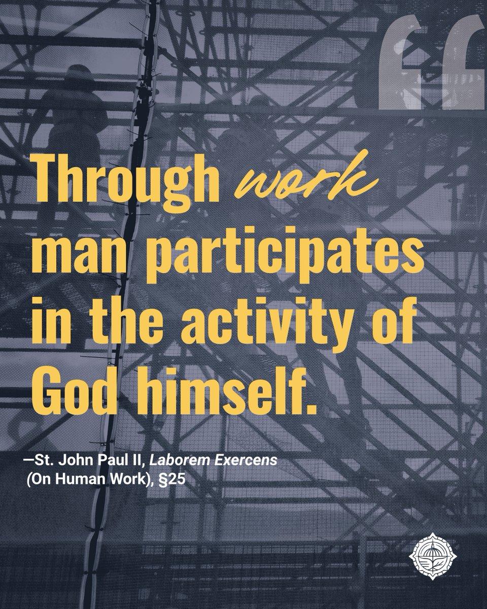 CioccaCenter's tweet photo. Work is never just work.

As St. John Paul II reminds us, it is through our daily labor that we share in God’s own creative action. At the Ciocca Center, we believe this truth should transform how we lead, build, and serve—seeing work not merely as a means to an end, but as a path to human flourishing.

#CioccaCenter #PrincipledEntrepreneurship #CalledtoCreate