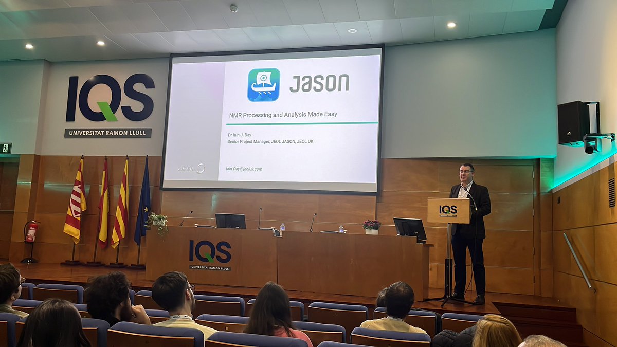 spinmriqs's tweet photo. Iain Day is presenting ‘JASON: NMR Processing and Analysis Made Easy’ now at #SPINMR https://t.co/0Wo1qiFo36