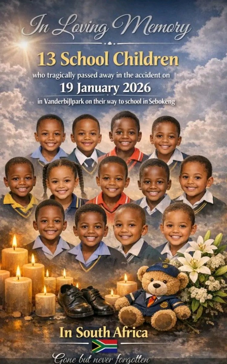 DjWalazA_SA's tweet photo. Vaal mourns the loss of the childeren who fatally dįed in an accident on their way to school.🕯️🕊️May their Soul Rest In Peace https://t.co/nuoU5L6fP4