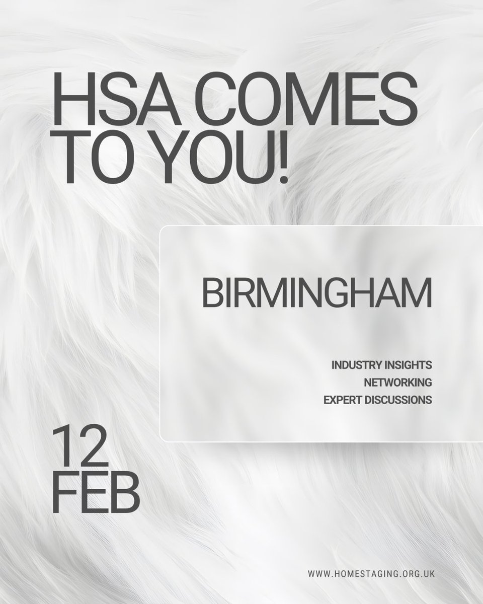 📣 HSA is coming to you!

We’re excited to bring the Home Staging Association Meet Ups to locations across the UK in 2026, kicking off in Birmingham.

📌 Venue details coming soon, stay tuned!

#hsauk #hsameetups #stagingcommunity #realestateuk #networkingevent #birmingham