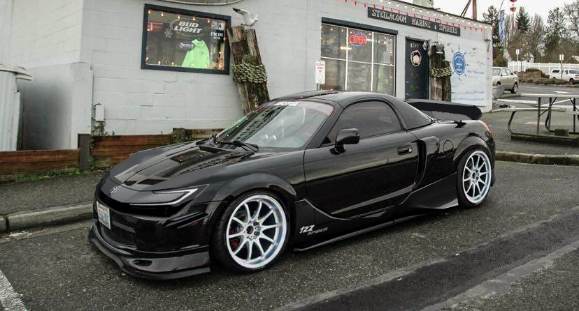 JDM_Underground's tweet photo. Prius front end on widebody MR-S - radical custom territory here. White wheels, vented hood, aggressive splitter, slammed. Custom everything, zero apologies. Bold all the way through.

#W30 #Toyota #MRS #JDM #JDMCars

🚗
📸
🛒 https://t.co/eG66IN4jG4 https://t.co/Q8Wce5lrNN