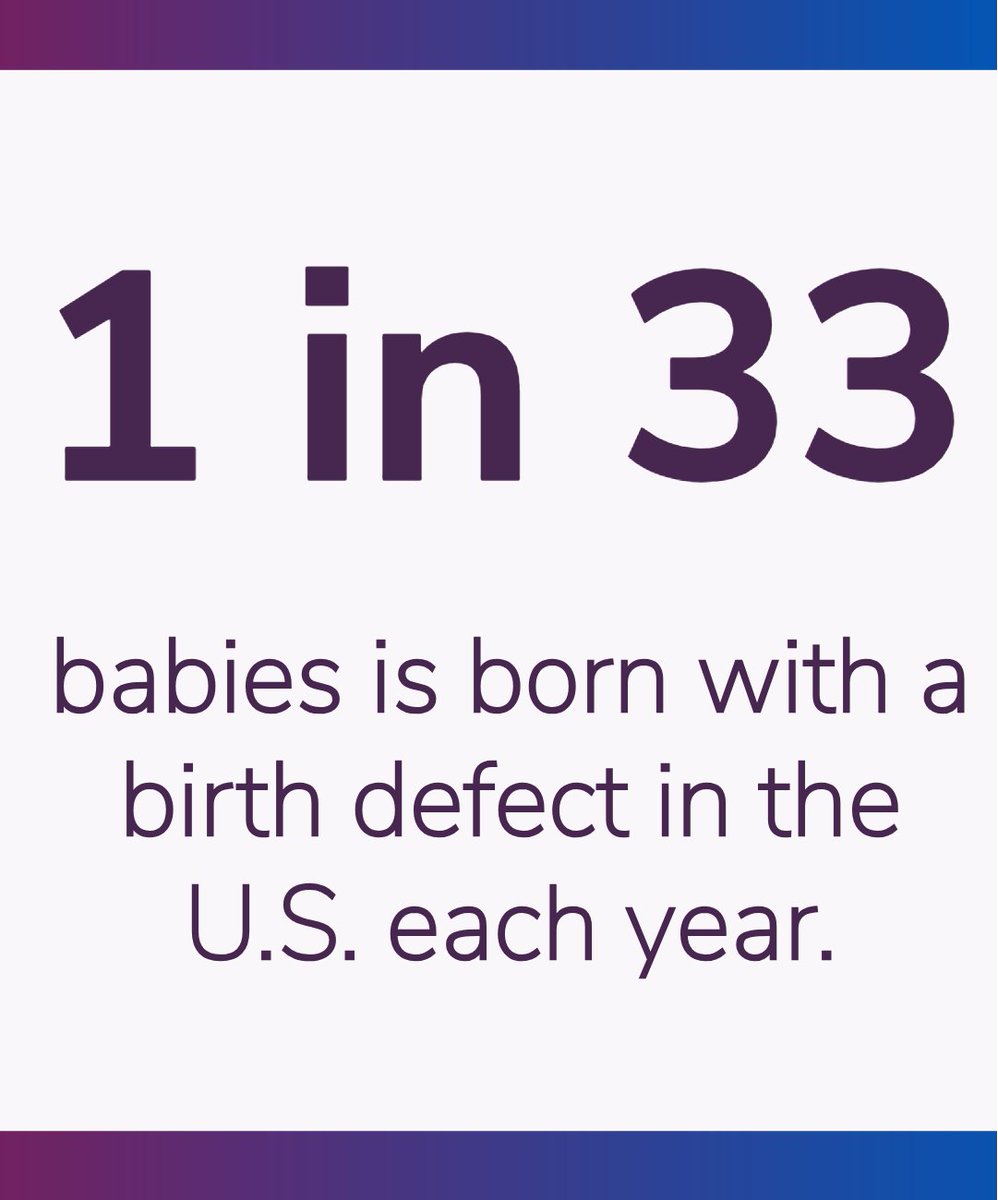 👶 During #BirthDefectsAwarenessMonth, the CDC reports that about 1 in 33 U.S. babies—3% of live births—are born with a birth defect each year. Updated state-based data help track trends and plan supports for families.
👉 Learn more: shorturl.at/efaxq