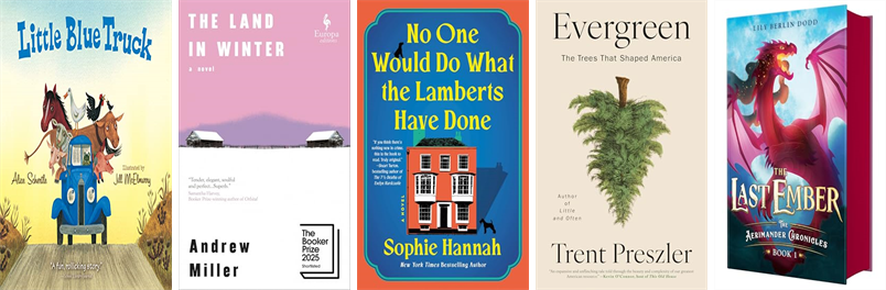 BHPLibrarian's tweet photo. This week the Berkeley Heights Free Public Library has 20 new books.  New items include Little Blue Truck, The Land in Winter, No One Would Do What the Lamberts Have Done, Evergreen, The Last Ember, Rabbit &amp; Bear, Night Chef, Fun City Heist, and Invisible. https://t.co/WXNDjC0uo2 https://t.co/Dr8awPIOfk