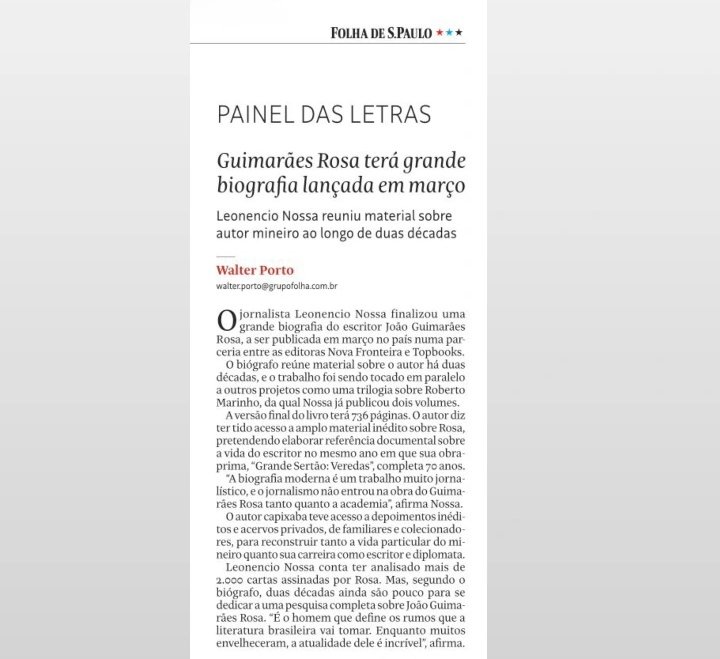 Sai em março a biografia definitiva de Guimarães Rosa, uma parceria da Topbooks com a Nova Fronteira!

#topbookseditora 
#livros 
#folhadesaopaulo 
#guimarãesrosa 
#biografia