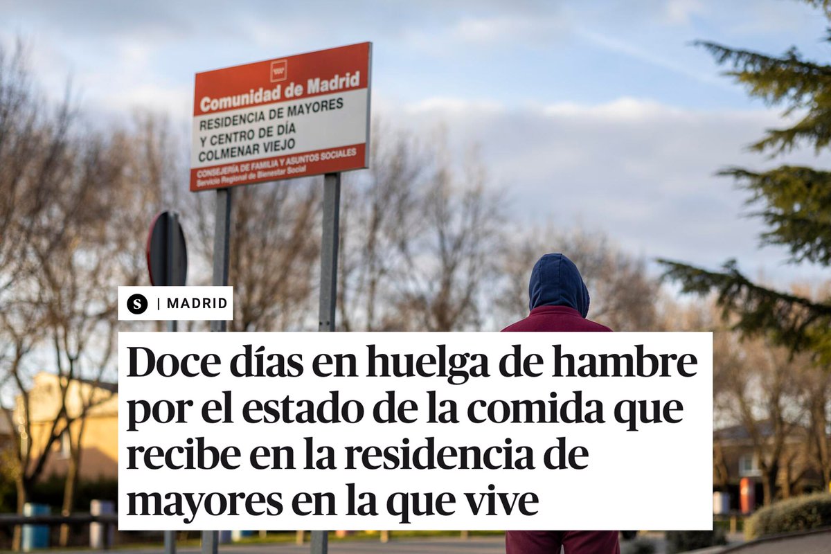 manuelabergerot's tweet photo. Ayuso sigue contratando a empresas que sirvieron comida podrida en las residencias. Marcelo tiene 68 años y lleva 12 días en huelga de hambre por la pésima comida que le sirven en su residencia.

7€ al día para cuatro comidas, es inhumano. Vamos a exigir a Ayuso que trate a los mayores con la dignidad que merecen.

https://t.co/VpZBM9QR7s